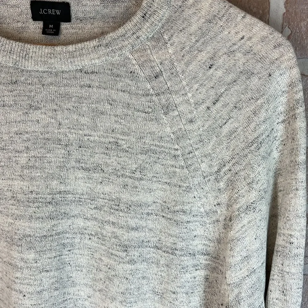 J Crew men's Medium linen and cotton blend crewneck sweater Gray Beige